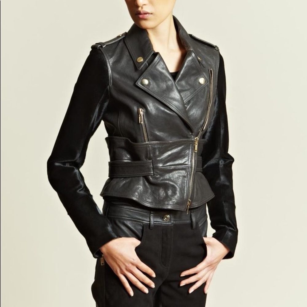Givenchy Biker leather calf-hair jacket sz 42 / 💥💥💥TRADE💥💥💥